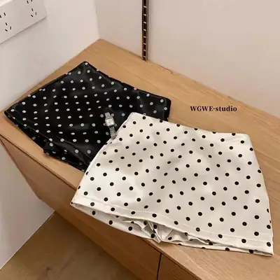 Elegant Satin Polka Dot Simple Skirt for Women, New Spring and Summer Style, Slimming Low-Waist Hip-Hugging Skirt, Age-Reducing A-Line Short Skirt