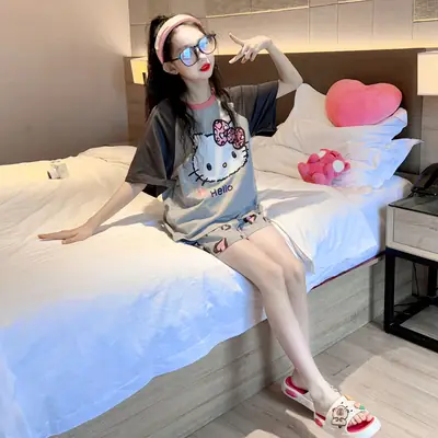 Girls' Pajamas Summer Children's Thin Short-Sleeved Shorts Set 2026 New Cartoon Style Home Wear for Older Girls