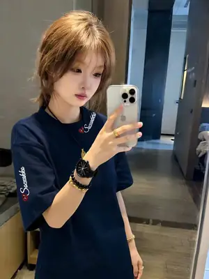 Navy Blue Pure Cotton Short-Sleeved T-Shirt for Women, Summer College Style High Street Student Loose Oversize Half-Sleeved Top Ins