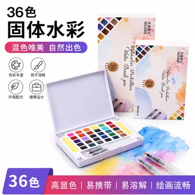 Meilaiske Solid Watercolor Paint Set 24 Colors Fluorescent Colors for Art Students and Beginners, Washable