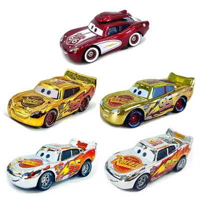 Cars Racing Alloy Model Electroplated Gold and Silver Lightning Mcqueen No. 66 Mcqueen Toy Car