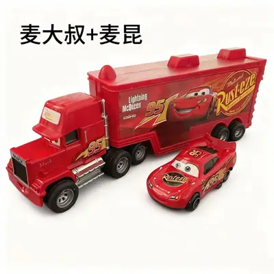 Cross-Border Cars and Trucks Uncle Mcqueen Container Truck Alloy Children's Toy Car Pull-Back Inertia Toy Lightning Mcqueen