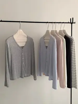 Tencel Modal Cardigan Silk Spring and Summer Lightweight Korean-Style Skin-Friendly Cotton Wool Knitwear Women's Buttoned Long-Sleeved Top