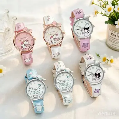 Cute Cartoon Hellokitty Cinnamoroll Girly Quartz Watch Student Best Friend Gift Waterproof Leather Strap Watch