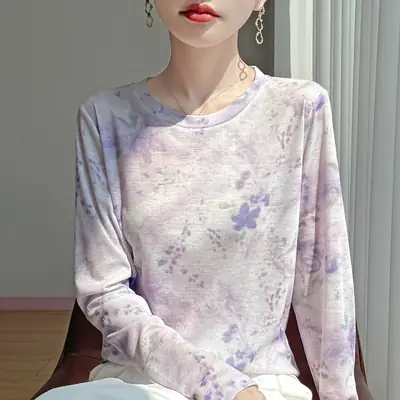 Trendy Long-Sleeved T-Shirt for Women 2026 Spring and Summer New Style Retro Fashion Knitwear Lazy Style Base Shirt