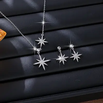 Stylish Star Necklace Set for Women with Full Diamond O-Shaped Chain
