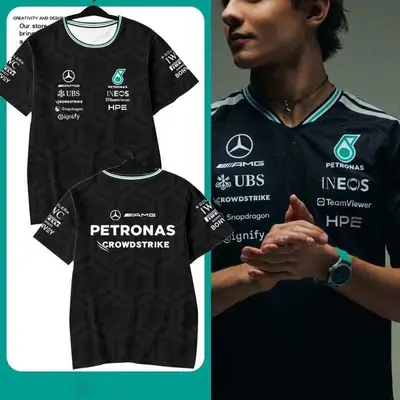 F1 Racing Suit Hamilton George Russell Same Style Mercedes Team Short-Sleeved Men's T-Shirt Comfortable