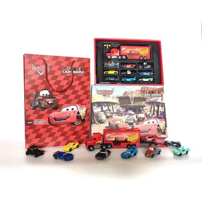New Character Cross-Border Action Figure 3 Alloy Sliding Non-Returnable Lightning Mcqueen Toy Set Gift Box for Children