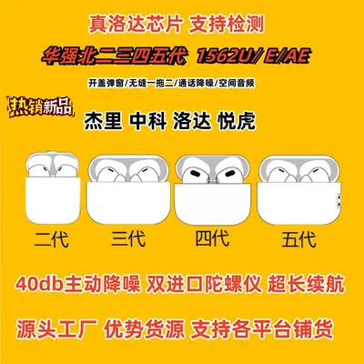 Huaqiangbei Sixth Generation Pro2 Wireless Bluetooth Headphones Compatible with Apple 5Th and 6Th Generation Anc Noise-Cancelling In-Ear Earbuds with Ultra-Long Battery Life