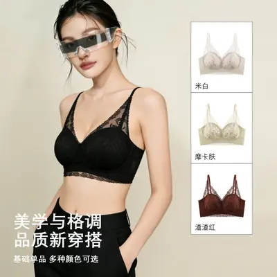 French-Style Lace Bra for Women with Small Busts, Push-Up, Wireless, Side Breast Support, Anti-Sagging, New Sexy Pure Desire Lingerie