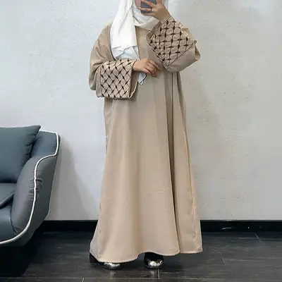 F437 Foreign Trade Women's Clothing Cross-Border Embroidered Loose Plus-Size Pullover Long Dress Fashionable Outerwear Loose Embroidered Long Dress