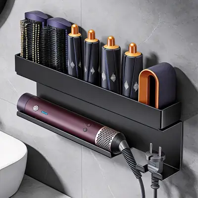 Dyson Curling Iron Storage Rack, No-Drill Wall-Mounted Holder for Dyson Hair Dryer and Styling Tools