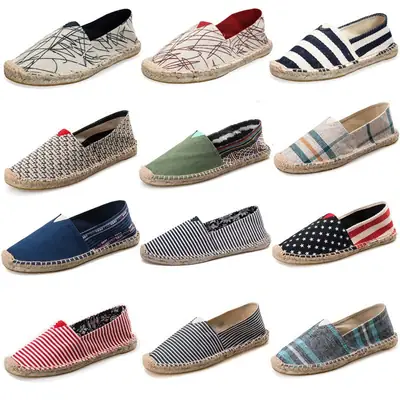 Fisherman's Shoes for Men and Women, Straw Woven Shoes, Handmade Hemp-Soled Shoes, Hemp Rope-Soled Cloth Shoes, Lazy Casual Straw Sandals, Linen Wholesale
