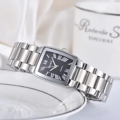 Gaudi.V Fashion Women's Quartz Watch Stainless Steel Strap Roman Scale Waterproof Watch Butterfly Clasp