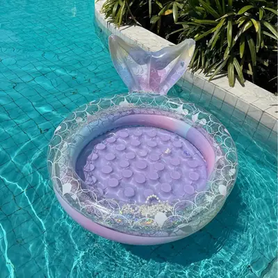 Dreamy Mermaid Pool, Inflatable Swimming Pool, Thickened Home-Use Summer Baby Round Ocean Ball Pool