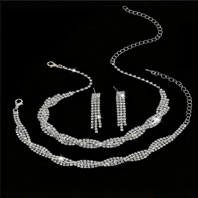 Cross-Border European and American Jewelry Sets, Bridal Necklaces and Earrings, Fashionable and High-End Jewelry, Versatile Clavicle Chain Accessories