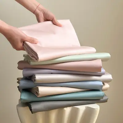 High-End 60-Count Long-Staple Cotton Pure Cotton Bed Sheet, Solid Color Pure Cotton Single-Piece Bed Cover, Soft and Silky Satin Series