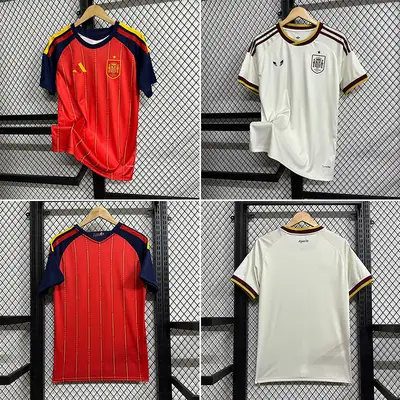 Spain Fan Edition Jersey World Cup National Team Football Uniform Short-Sleeved T-Shirt Cross-Border Custom Summer