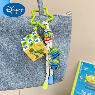 Authentic Disney Toy Story Three-Eyed Alien Keychain Small Pendant Rubik's Cube Keyring Backpack Decoration Small Gift