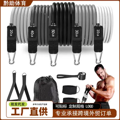 Amazon 11-Piece Fitness Resistance Rope Set for Home Use Tpe Yoga Resistance Equipment Multi-Functional Elastic Rope Set