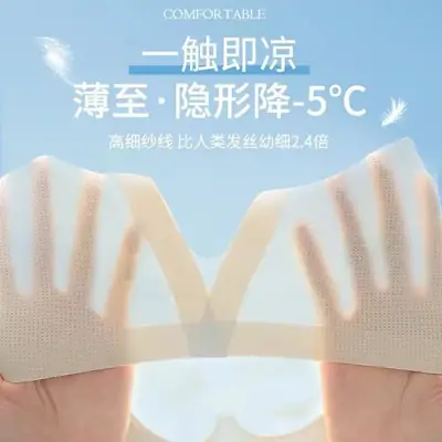 Cooling Perforated Cup Bra, Ice Silk Seamless, Wireless, Minimizes Large Bust, Summer Thin Breathable Tank Top Style Bra