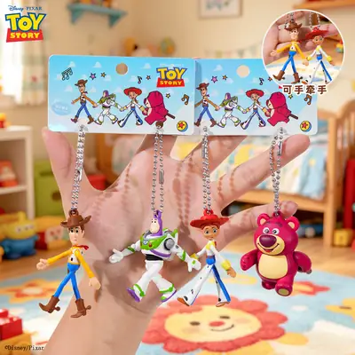 Authentic Toy Story Hand-In-Hand Keychain Buzz Lightyear Strawberry Bear Keychain Phone Chain Accessory Backpack Charm
