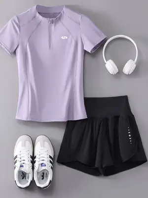 Professional Running Women's Sports Suit 2026 New Style Yoga Wear Short-Sleeved Morning Running Quick-Drying Clothing Breathable Sweat-Absorbent Fitness Clothing