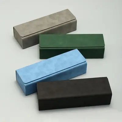 Square Leather Glasses Case, New Optical Sheepskin Pattern Handmade Case, Fresh and Stylish, Pressure-Resistant, Suitable for Storing Prescription Glasses, Customizable with Logo