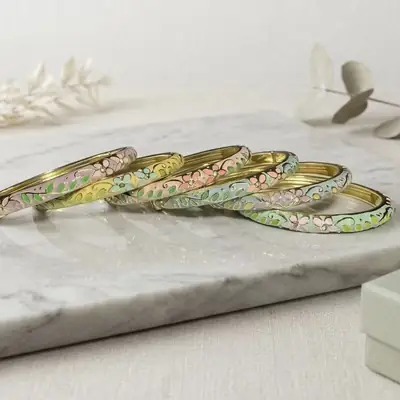 Cross-Border 0.6 Fine Cloisonné Enamel Bracelet with Floral Design, Large Rhinestones, Hanfu New Chinese Style, Open Hollow Design