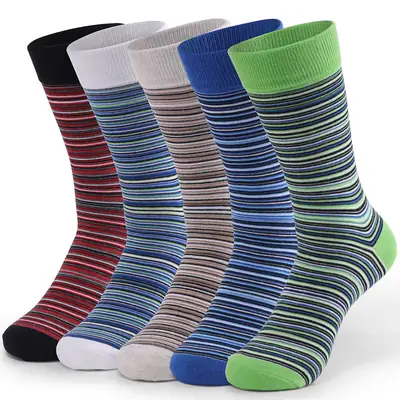 Cross-Border Foreign Trade Socks for Men, Plus Size Men's Socks, Japanese Retro Colorful Striped Mid-Tube Slouch Socks, Ins-Style Long Socks