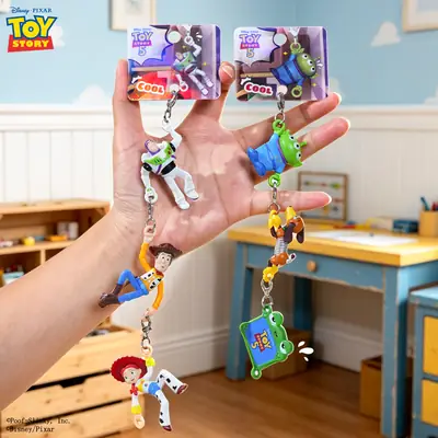 Authentic Toy Story Climbing Pendant Keychain Creative Cartoon Buzz Lightyear Series Doll Backpack Charm