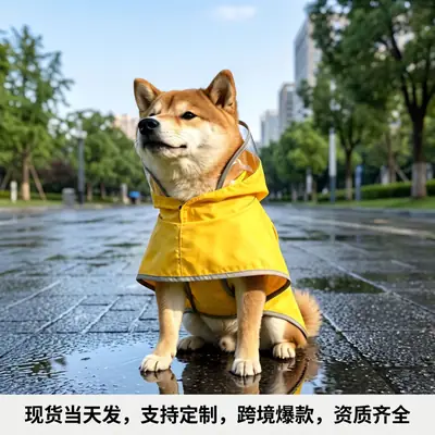 Dog Raincoat Cape Waterproof for Small and Medium-Sized Dogs Like Corgis, Teddy, Bichon, Anti-Dirt for Rainy Days, with Leash Attachment Pet Clothing