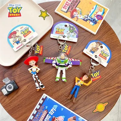 Authentic Disney Toy Story Cartoon Keychain Cute Female Buzz Lightyear Woody Jessie Backpack Pendant