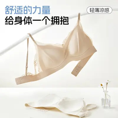 Light Luxury French-Style Cool Lace Bra, Comfortable Seamless Invisible Underwear for Women, Nude-Feel Modal Breathable Thin Bra