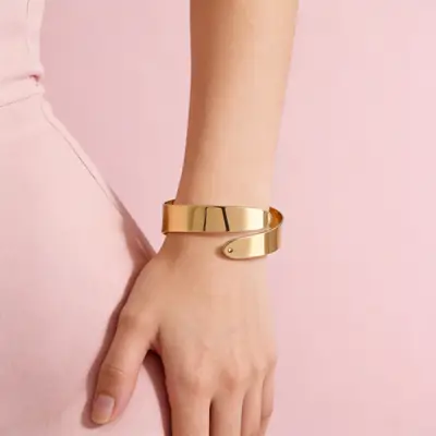 European and American Cross-Border Amazon Best-Selling Geometric Personality Exaggerated Metal Open Arm Bracelet Six-Piece Leaf Double-Layer Bracelet for Women