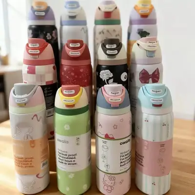Owala Thermos Cup Freesip Water Cup Student Stainless Steel Straw Sports Portable Imported Co-Branded Series Water Cup