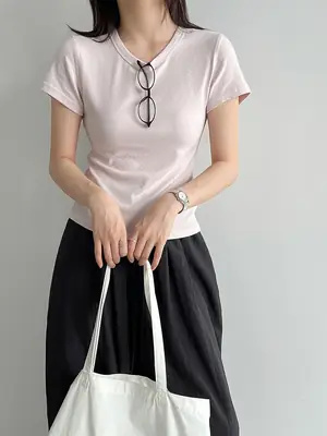 Luxi Korean-Style Slim-Fit T-Shirt for Women, Summer New Model, Slimming, Breathable, Versatile Short-Sleeve Top 21079