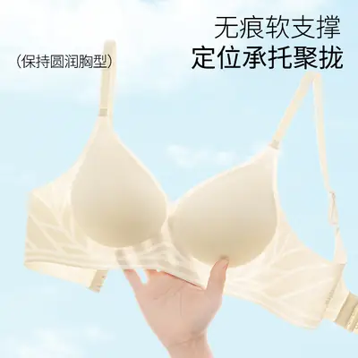 Large Bust Minimizing Seamless Fixed Cup Bra for Women, Soft Support, Breathable, Gathers Side Breasts, Wireless Bra, Soft