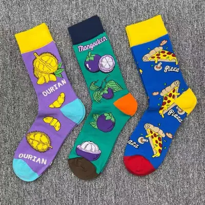 Happysocks Socks Men's Trendy Swedish Brand Mid-Calf Socks Fruit Cartoon Animal Large Size Colorful Socks