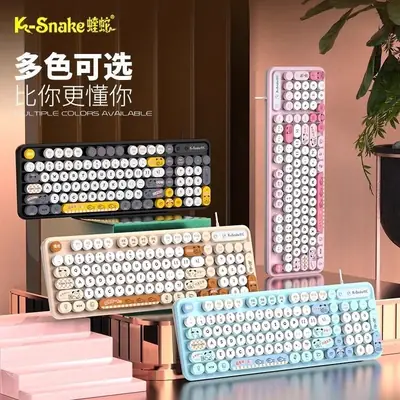 K2Pro Wired USB Keyboard for Laptop, Home Office, Desktop, Cute for Girls, Silent Typing, Factory