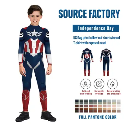 Halloween Comic-Con Party Cosplay Costume Marvel Captain America Mecha 3D Digital Print Bodysuit