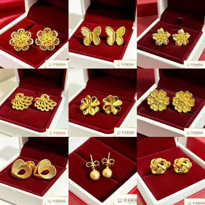 Collection of Vietnamese gold-plated earrings, popular and long-lasting, luxury earrings and accessories for all ages, wholesale via live streaming