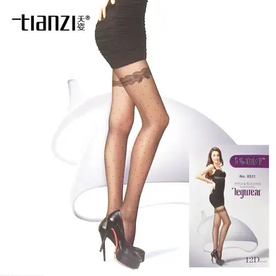 Tianzi 12D T crotch slim fake thigh polka dot socks pantyhose jacquard socks 8531