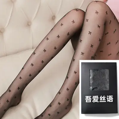 Summer ultra-thin 8D bow cored Silk T crotch cotton crotch jacquard pantyhose 8551 stockings for women Wholesale