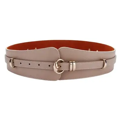 Women's Leather Belt with Wide Seal Buckle Brown