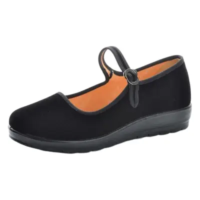 Old Beijing Cloth Shoes Women's Work Shoes Soft Sole Hotel Black Cloth Shoes Flat Heel Square Dancing Shoes Flat Mother Shoes