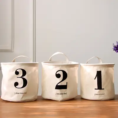 Fabric Planting Basin Waterproof Desktop Finishing Storage Basket Simple Digital Foldable Cotton Linen Dirty Clothes Bucket 0457