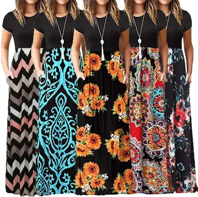 2019 Floral Print Slim Fit Dress for Women