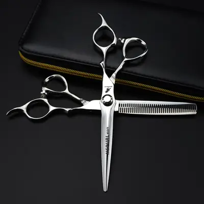 Double-sided Barber Scissors 6.0 6.5 Inch Silver