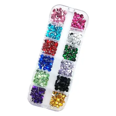 12 Colors 3.0 Round Diamond Nail Flat Resin Set